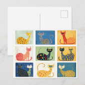 Whimsical Cat Parade Postkarte (Vorne/Hinten)