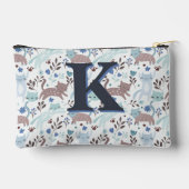Whimsical Cat Pattern, Blaugraues Monogramm Zubehörtasche (Rückseite)