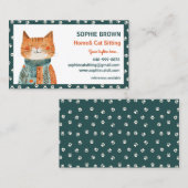 Whimsical Cat Paw Muster Zuhause & Cat Sitzen Visitenkarte (Vorne/Hinten)