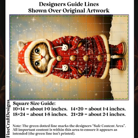 Whimsical Cat, Red Coat, Snow EJ5 Decoupage Seidenpapier