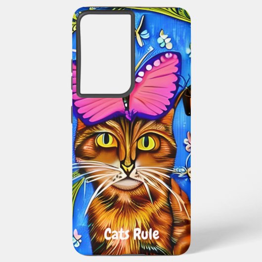 Whimsical Cat Samsung S21 Android Smartphone Case Galaxy Hülle (Rückseite)