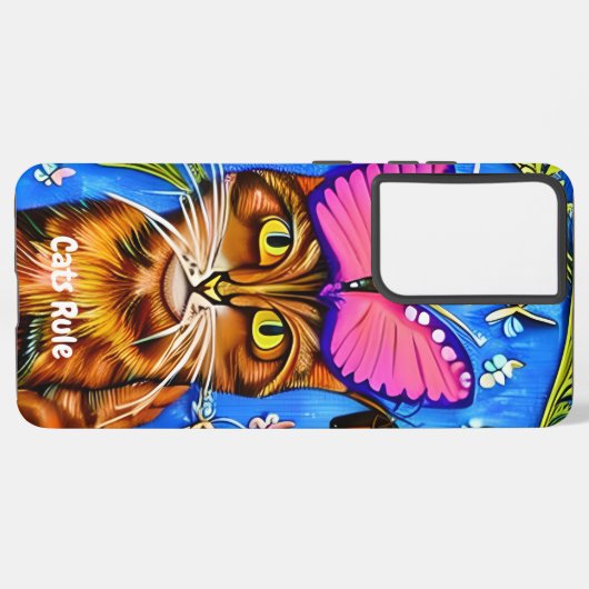 Whimsical Cat Samsung S21 Android Smartphone Case Galaxy Hülle (Linke Seite)