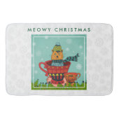 Whimsical Cat Sitzen in einem Teacup Weihnachten Badematte (Vorderseite)
