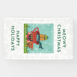 Whimsical Cat Sitzen in einem Teacup Weihnachten Banner