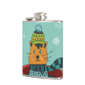 Whimsical Cat Sitzen in einem Teacup Weihnachten Flachmann (Links)