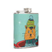 Whimsical Cat Sitzen in einem Teacup Weihnachten Flachmann (Rechts)