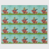 Whimsical Cat Sitzen in einem Teacup Weihnachten Geschenkpapier (Flach)