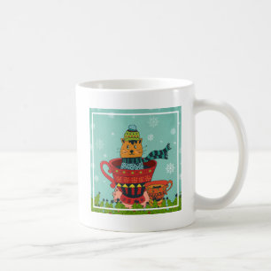 Whimsical Cat Sitzen in einem Teacup Weihnachten Kaffeetasse