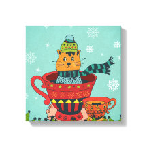 Whimsical Cat Sitzen in einem Teacup Weihnachten