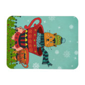 Whimsical Cat Sitzen in einem Teacup Weihnachten Magnet (Horizontal)