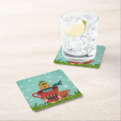 Whimsical Cat Sitzen in einem Teacup Weihnachten Rechteckiger Pappuntersetzer (Vor Ort)