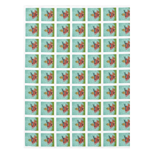 Whimsical Cat Sitzen in einem Teacup Weihnachten Tischdecke (Vorderseite)