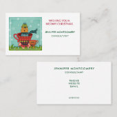 Whimsical Cat Sitzen in einem Teacup Weihnachten Visitenkarte (Vorne/Hinten)