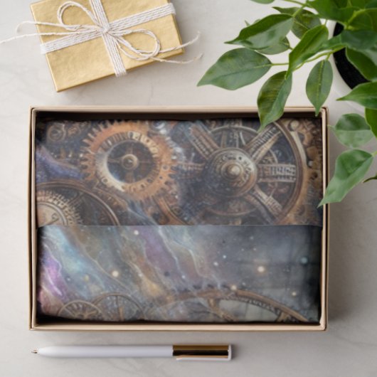 Whimsical Cat Steampunk Galaxy Quest Decoupage Seidenpapier (Geschenk)