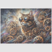 Whimsical Cat Steampunk Galaxy Quest Decoupage Seidenpapier (Vorderseite)