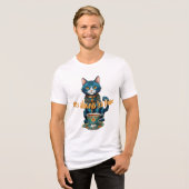 Whimsical Cat Tea Time Illustration T - Shirt (Vorderseite voll)