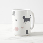 Whimsical Cat und Garn-Silhouette-Muster Kaffeetasse (VorderseiteRechts)