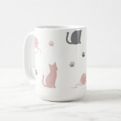 Whimsical Cat und Garn-Silhouette-Muster Kaffeetasse (Vorderseite Links)