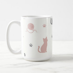 Whimsical Cat und Garn-Silhouette-Muster Kaffeetasse