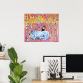 Whimsical Cat und Pferd Poster (Heimbüro)