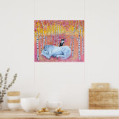 Whimsical Cat und Pferd Poster (Küche)