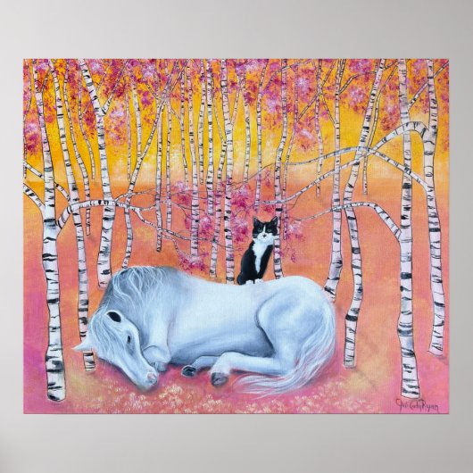 Whimsical Cat und Pferd Poster (Vorne)