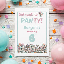 Whimsical Cat Watercolor Birthday Invitation Einladung