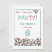 Whimsical Cat Watercolor Birthday Invitation Einladung (Vorderseite)