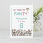 Whimsical Cat Watercolor Birthday Invitation Einladung (Stehend Vorderseite)