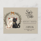 Whimsical Cat Wedding Save the Date Postkarte (Vorderseite)