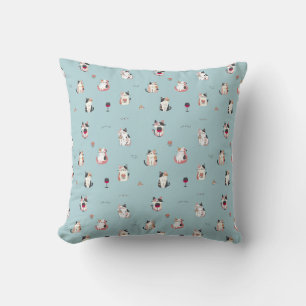 Whimsical Cat & Wine Throw Kissen