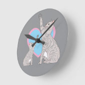 Whimsical Cats and Heart Design Round Clock Runde Wanduhr (Winkel)