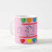 Whimsical Cats and Rainbow Hearts Coffee Mug Kaffeetasse (Vorderseite Links)