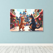 Whimsical Cats Day Out: Eine faire Freundschaftswe Leinwanddruck (Insitu (Holzboden))