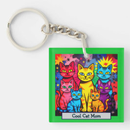 [Whimsical Cats] Farbige Pop-Art-Personalisierte F Schlüsselanhänger
