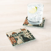 Whimsical Cats Glasuntersetzer (Schrägansicht)