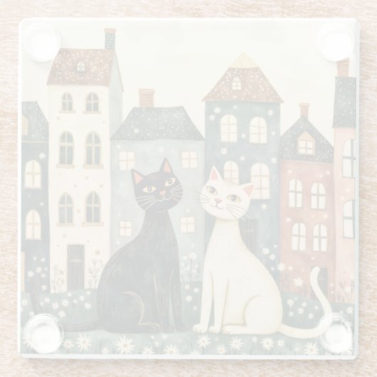 Whimsical Cats Glasuntersetzer (Rückseite)