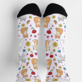 Whimsical Cats Herzen und Blumen Farbige Socken (Oben)