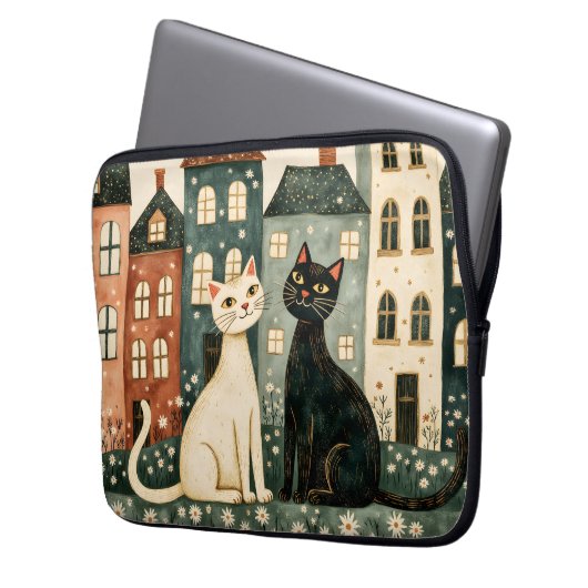Whimsical Cats Laptopschutzhülle (Vorderseite Links)