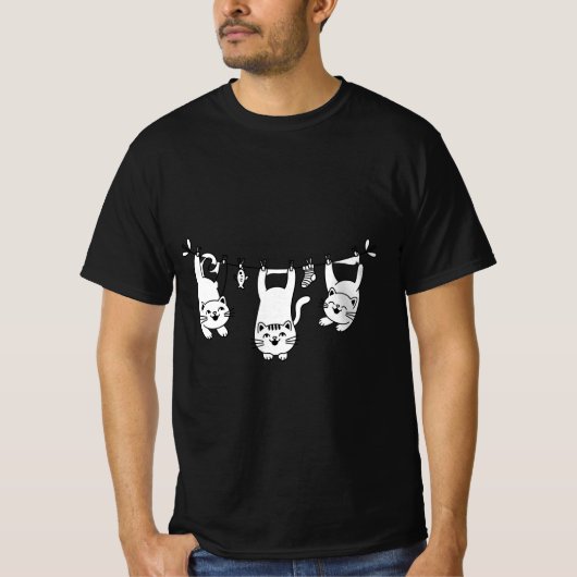 Whimsical Cats on a Clothesline T-Shirt (Vorderseite)