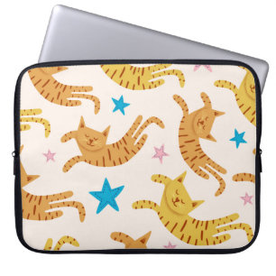 Whimsical Cats & Stars: Kids's Fashion Pattern Laptopschutzhülle