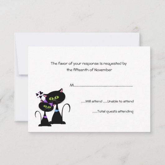 Whimsical Cats Wedding RSVP Karte (Vorderseite)