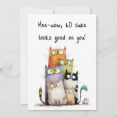Whimsical Cats with Big Eyes 60th Birthday Flat Karte (Vorderseite)
