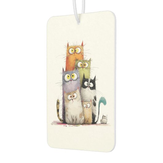 Whimsical Cats with Big Eyes Air Freshener Autolufterfrischer (Links)