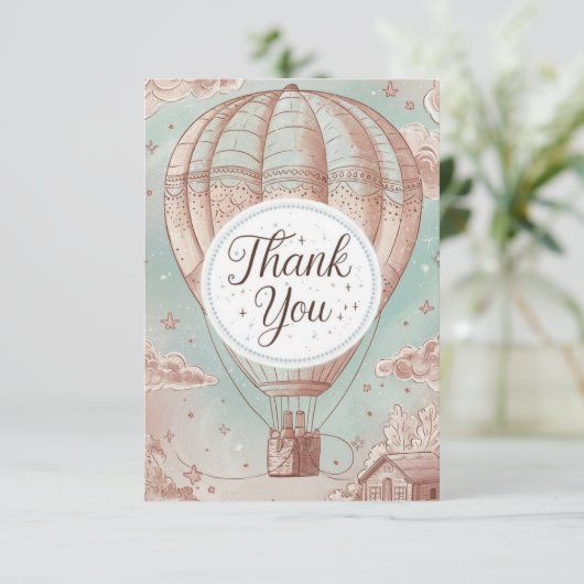 Whimsical Celestial Hot Air Ballon Dankeskarte (Stehend Vorderseite)