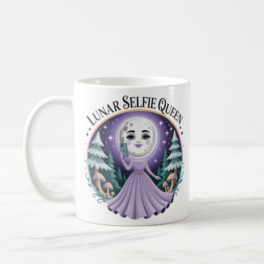 Whimsical Celestial Moon, der Selfie Wald einnimmt Kaffeetasse (Links)