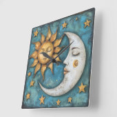 Whimsical Celestial Quadratische Wanduhr (Winkel)