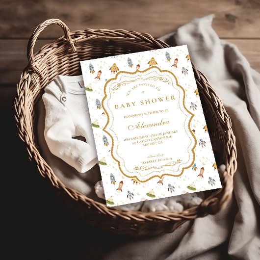 Whimsical Celestial Safari Baby Shower Einladung