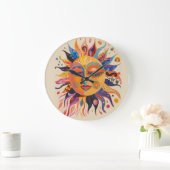 Whimsical Celestial Sun Große Wanduhr (Zuhause)