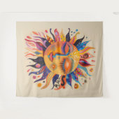 Whimsical Celestial Sun Wandteppich (Vorderseite (Horizontal))